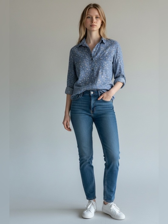 g21 Tops - Floral Blue Women's Blouse